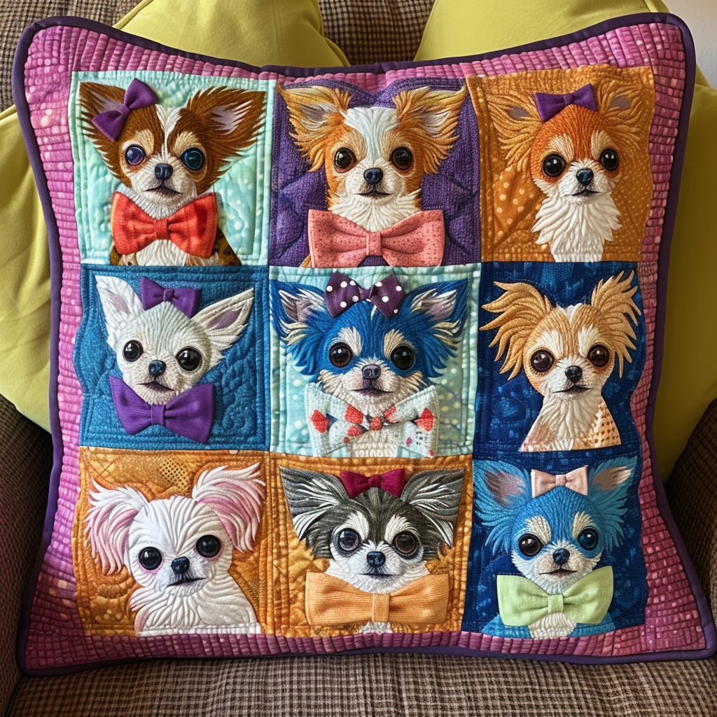 Chihuahua Bows Quilted Pillow Case NCU0TH376