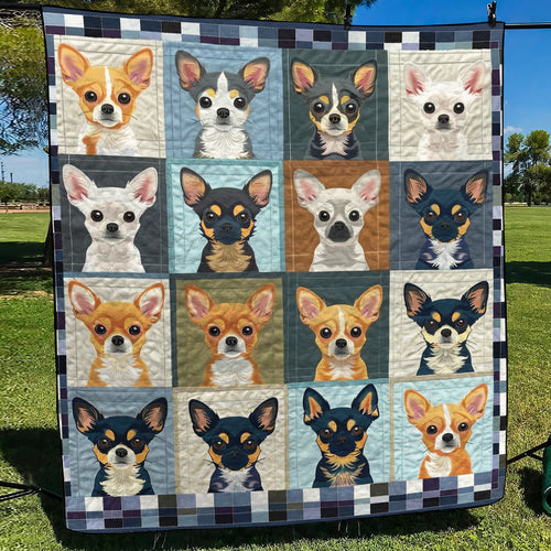 Chihuahua Portraits Quilted Blanket NCU0TH389