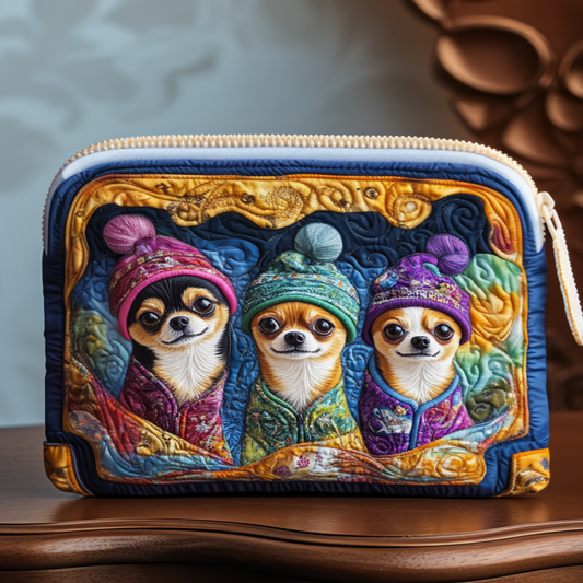 Chihuahua Trio Quilted Zipper Pouch NCU0NT9805