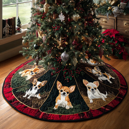 Chihuahua Warmth Quilted Christmas Tree Skirt NCU0DV8127
