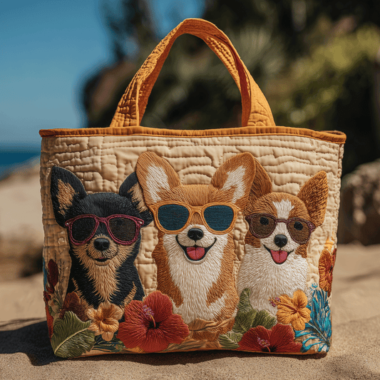 Chihuahua Cool Club Quilted Tote Bag NCU0TH2783