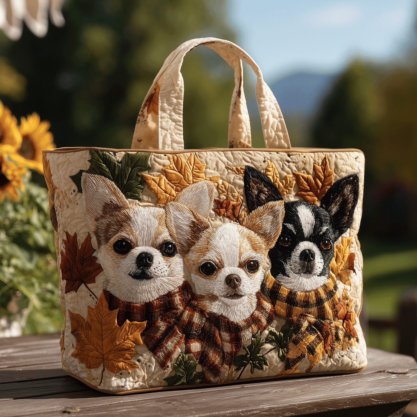 Chihuahua Fall Vibes Quilted Tote Bag NCU0TH2784