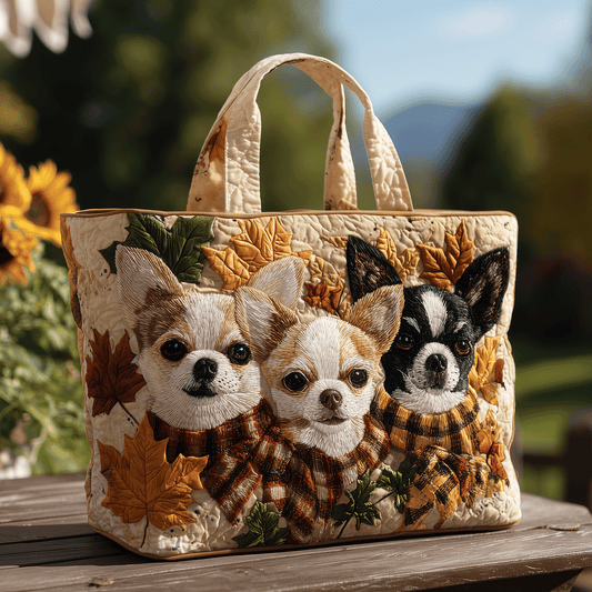 Chihuahua Fall Vibes Quilted Tote Bag NCU0TH2784
