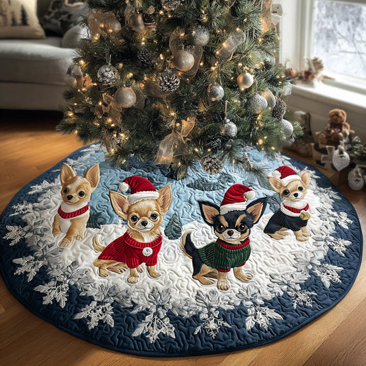 Chihuahua Glow Quilted Christmas Tree Skirt NCU0DV8137