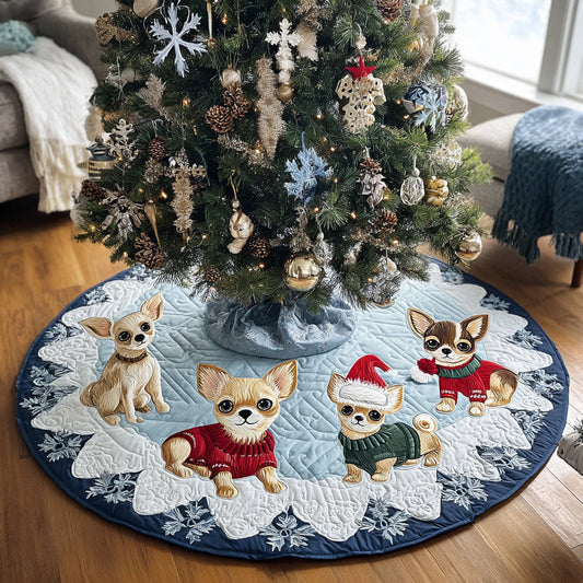 Chihuahua Joy Quilted Christmas Tree Skirt NCU0DV8129