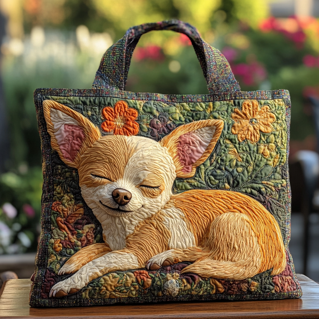Chihuahua Night Quilted Tote Bag NCU0DK9358