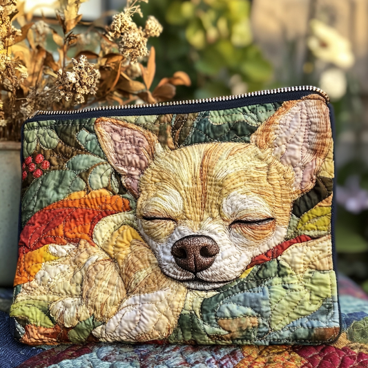 Chihuahua Night Quilted Zipper Pouch NCU0DK9358