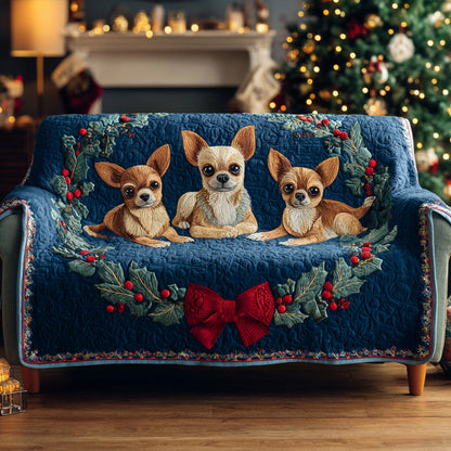 Chihuahua Wreath Quilted Sofa Cover NCU0HH1361
