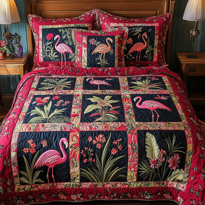 Chill Flamingo 3-Piece Quilted Bedding Set NCU0DK9034