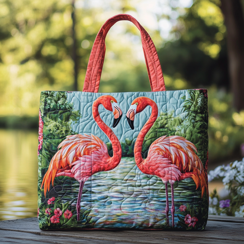 Chill Flamingo Quilted Tote Bag NCU0DK9076
