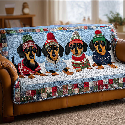 Chilly Dachshund Lane Quilted Sofa Cover NCU0TH3702