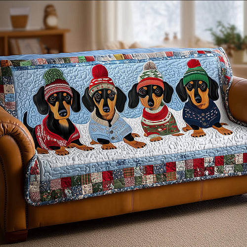 Chilly Dachshund Lane Quilted Sofa Cover NCU0TH3702