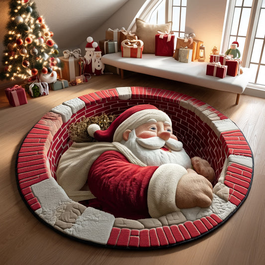 Chimney Santa Claus Illusion Quilted Round Mat NCU0HH361