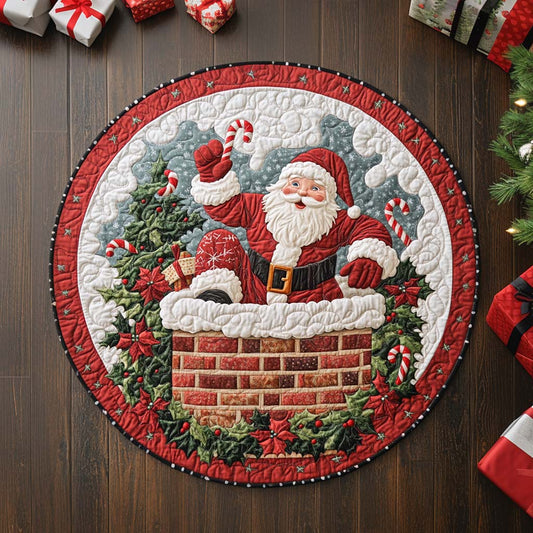 Chimney Santa Fun Quilted Round Mat NCU0XD226