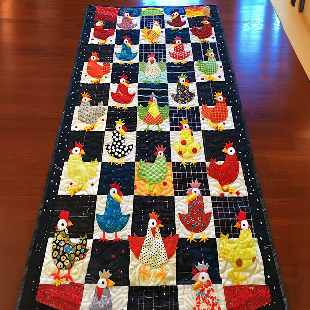 Chirpy Chicken Delight Quilted Table Runner NCU0TL215