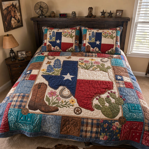 Chisholm Trail Comfort 3-Piece Quilted Bedding Set NCU0PT11721