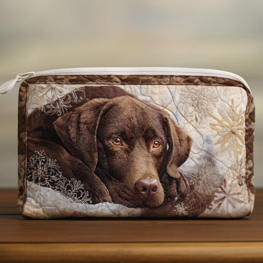 Chocolate Nap Lab Quilted Zipper Pouch  NCU0NT9084