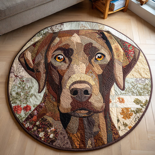 Chocolate Labrador Retriever Quilted Round Mat NCU0HH321