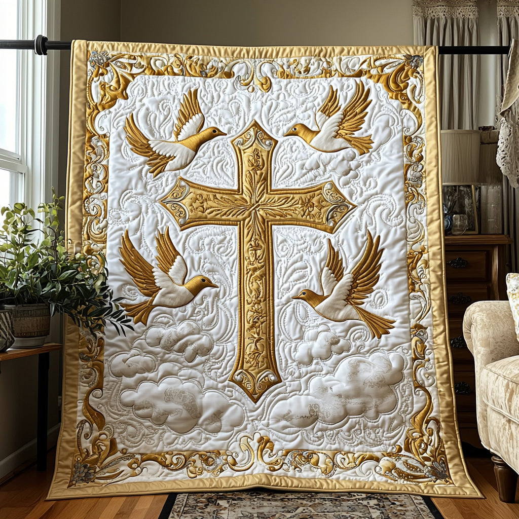Christian Cross Blessings Quilted Blanket NCU0DV6372