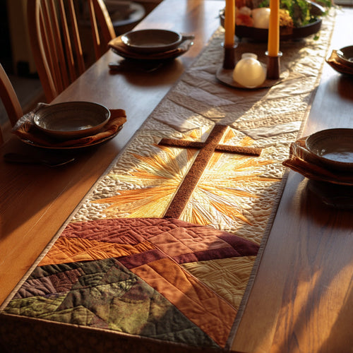 Christian Cross Meadow Quilted Table Runner NCU0DV6338