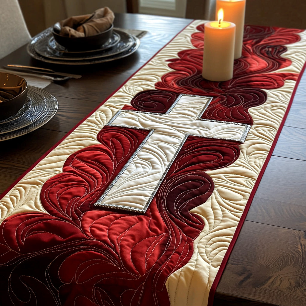 Christian Cross Strength Quilted Table Runner NCU0DV6339