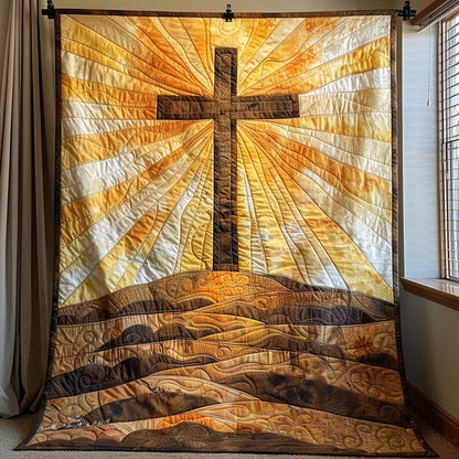 Christian Cross Sunrise Quilted Blanket NCU0DV6376