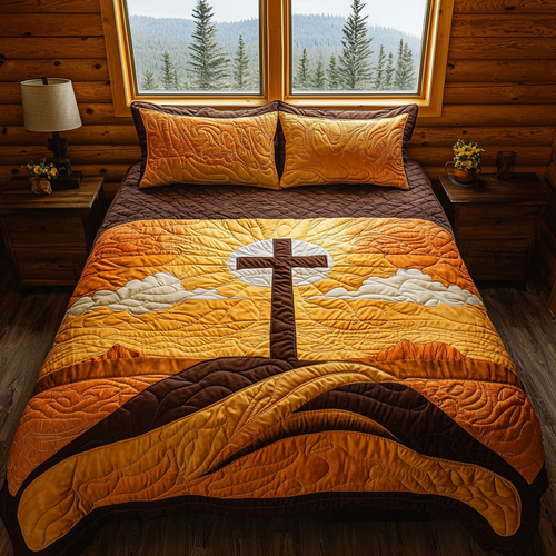 Christian Cross Valley 3-Piece Quilted Bedding Set NCU0DV6257