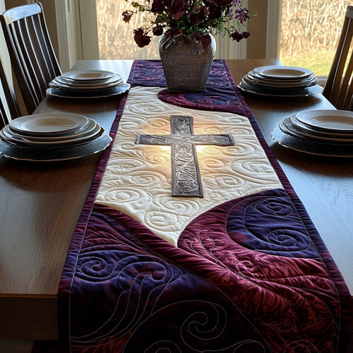 Christian Cross Valley Quilted Table Runner NCU0DV6336