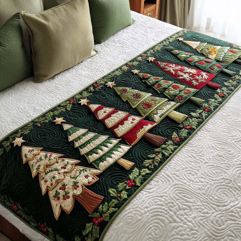 Christmas Forest Quilted Bed Runner NCU0NT9891