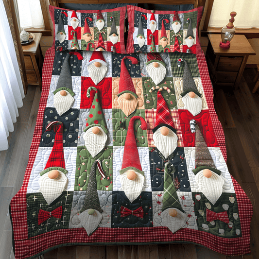 Christmas Gnome 3-Piece Quilted Bedding Set NCU0TH1048