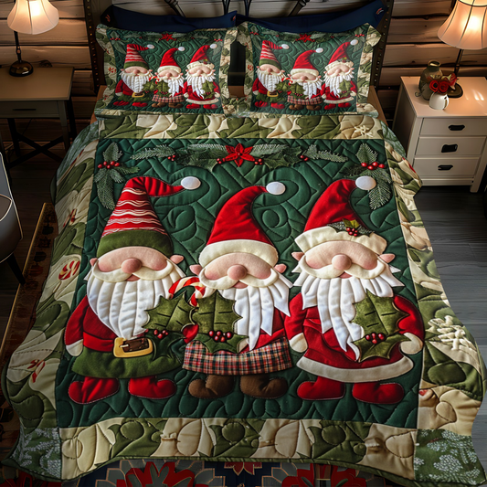 Christmas Gnomes 3-Piece Quilted Bedding Set NCU0NT026