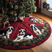 Christmas Pup Parade Quilted Christmas Tree Skirt NCU0DV8173