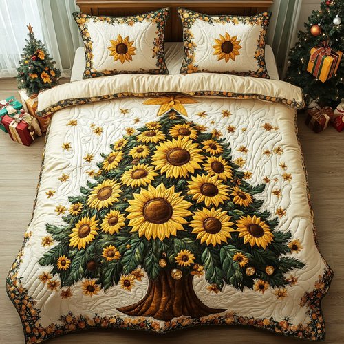 Christmas Sunflower 3-Piece Quilted Bedding Set NCU0DV2057