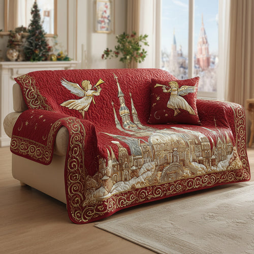 Christmas Angel Duet Quilted Sofa Cover NCU0HH1037