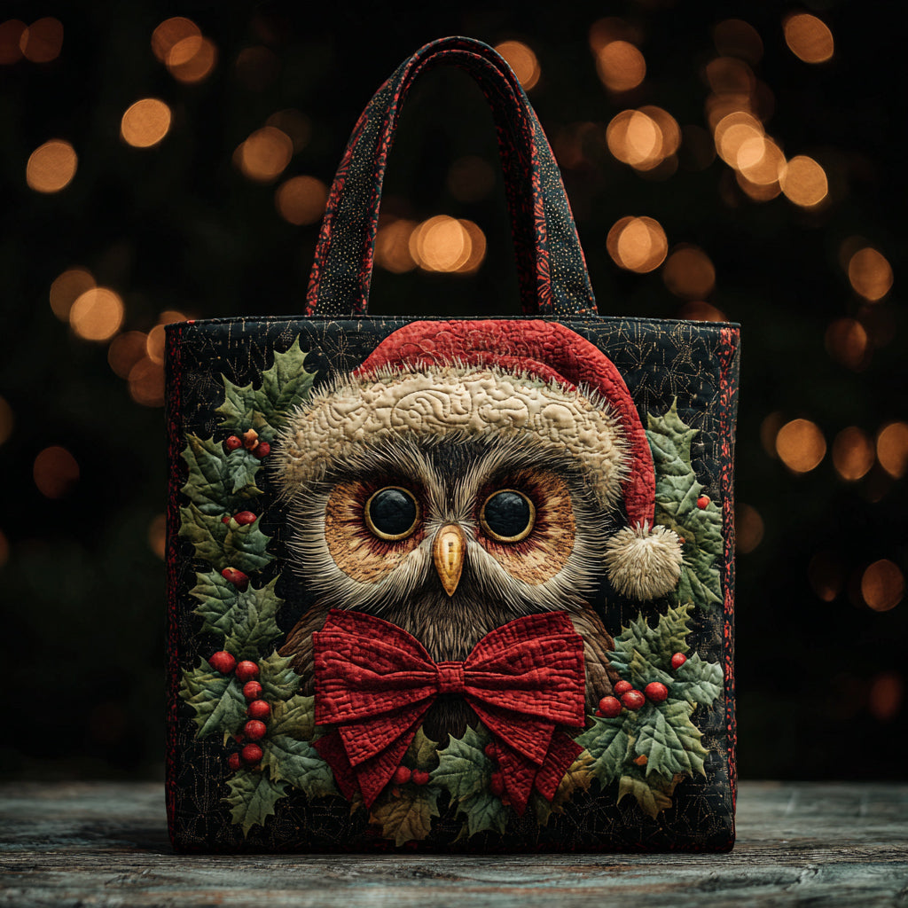 Christmas Barn Owl Quilted Tote Bag NCU0HH193