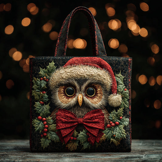 Christmas Barn Owl Quilted Tote Bag NCU0HH193