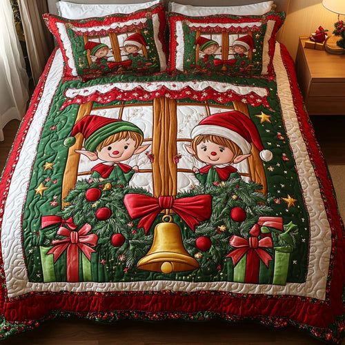 Christmas Bells 3-Piece Quilted Bedding Set NCU0NT2099