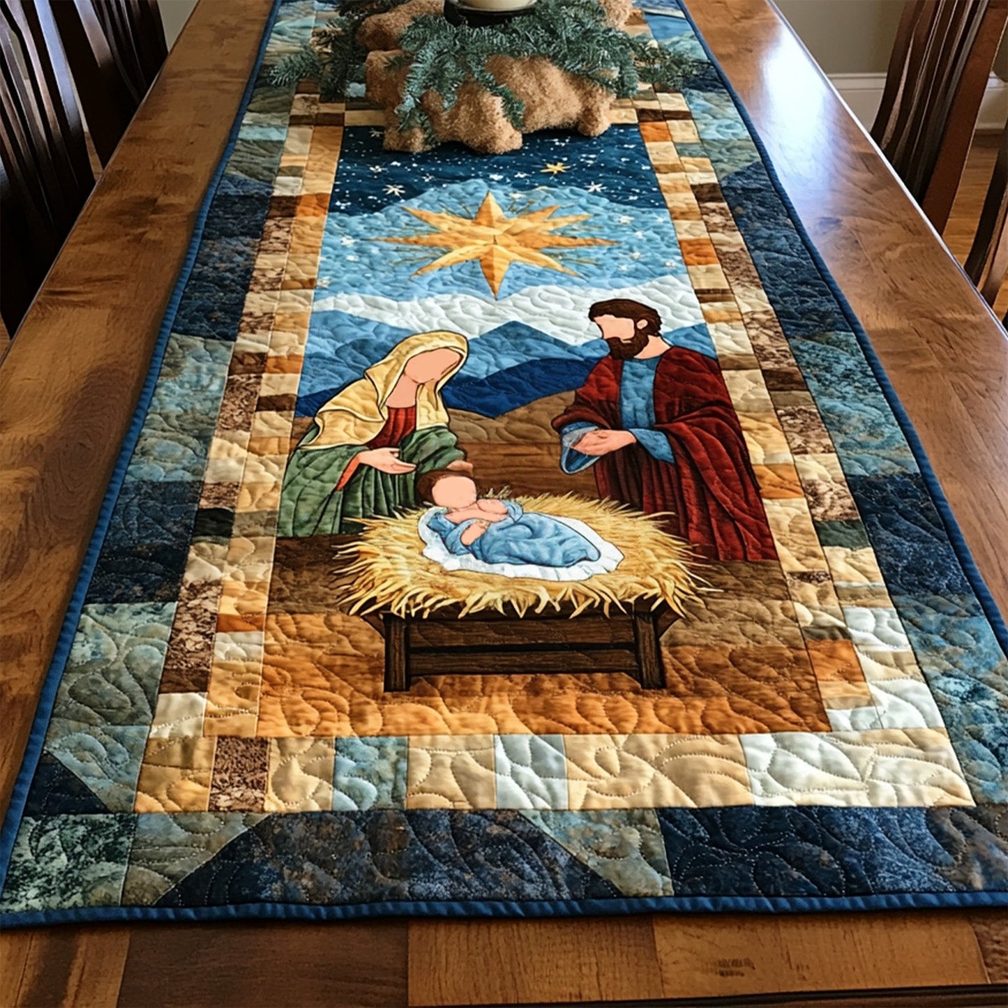 Christmas Blessing Quilted Table Runner NCU0PT1301