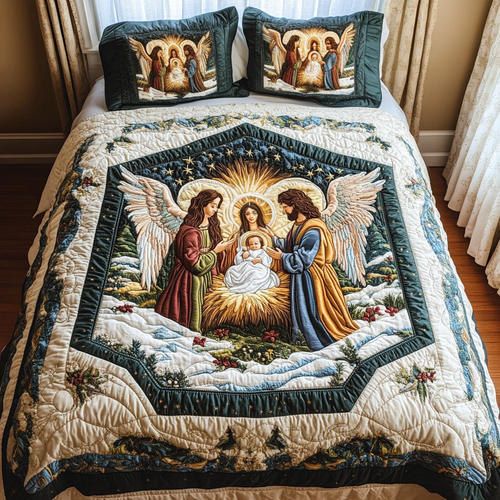 Christmas Blessings 3-Piece Quilted Bedding Set NCU0VH1045