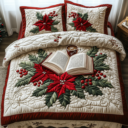 Christmas Book Nook 3-Piece Quilted Bedding Set NCU0DV2076