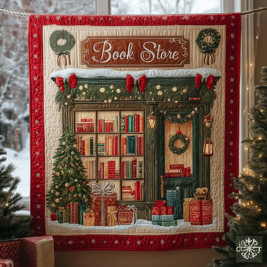 Christmas Bookshop Quilted Blanket NCU0TH3472
