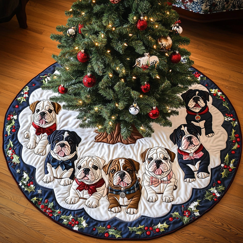 Christmas Bulldog Christmas Quilted Tree Skirt NCU0DK1958