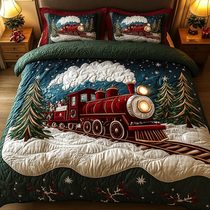 Christmas Caboose 3-Piece Quilted Bedding Set NCU0VH574