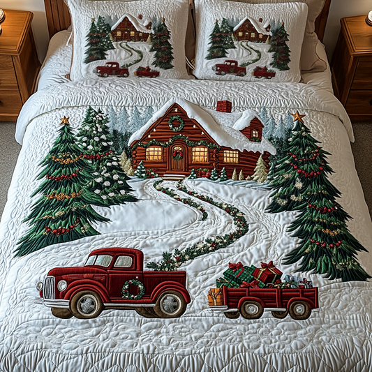 Christmas Caravan 3-Piece Quilted Bedding Set NCU0VH696