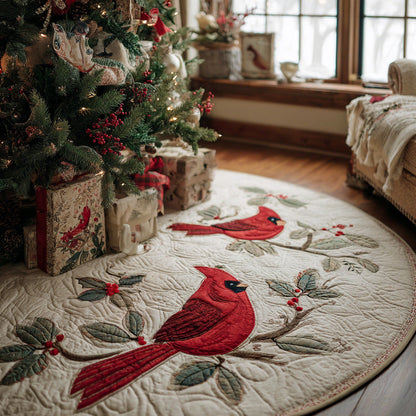 Christmas Cardinal Quilted Christmas Tree Skirt NCU0DV7849