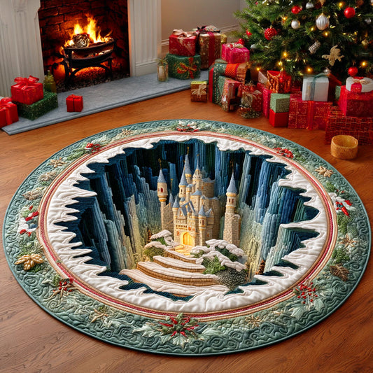Christmas Castle Path Quilted Round Mat NCU0TD812