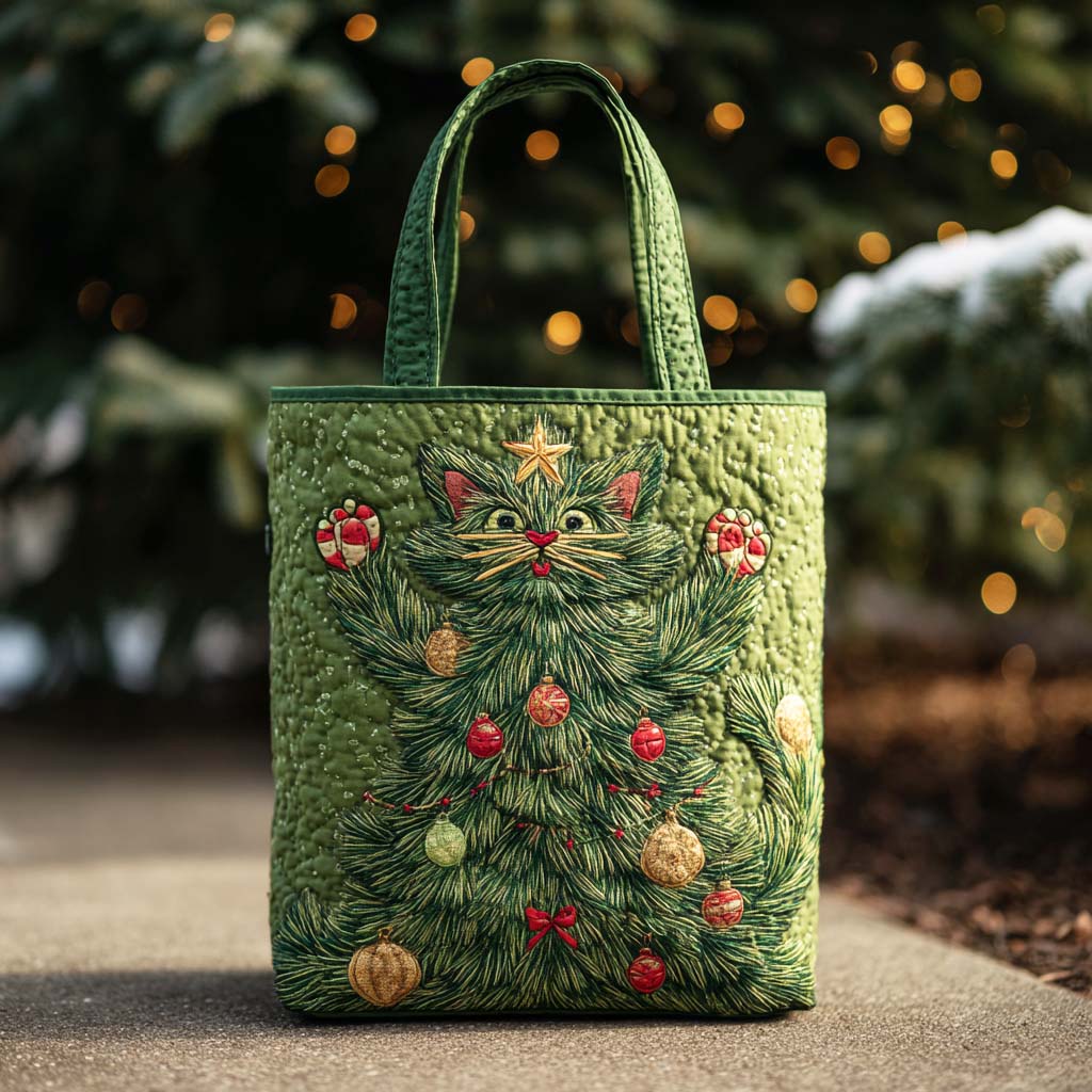 Christmas Cat Quilted Tote Bag NCU0TD250
