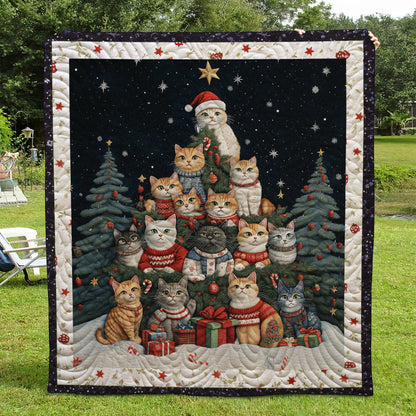 Christmas Cat Tree Quilted Blanket NCU0TL1676