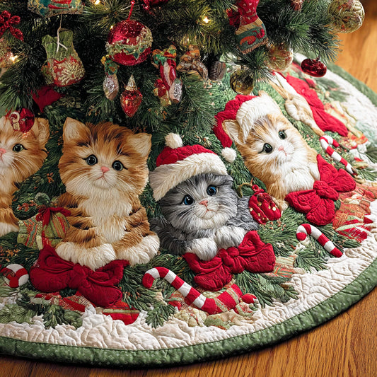Christmas Cat Whiskers Christmas Quilted Tree Skirt NCU0TD1765