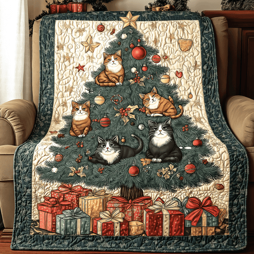 Christmas Cats Quilted Blanket NCU0TL1674